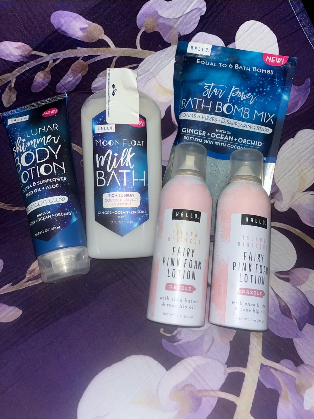 Hallu Fairy Pink Foam Lotion & Moon Float Milk Bath & Body Set of 5